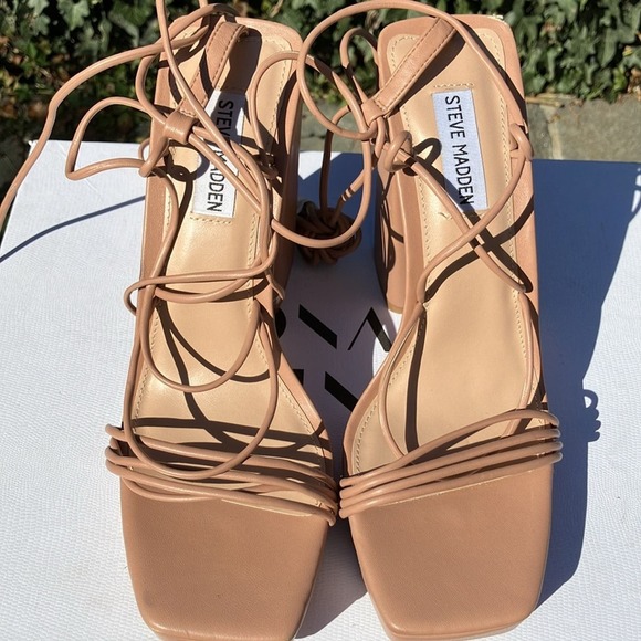 Steve Madden Nude Manzie Platform Ankle Tie Sandal Size 10 NWOT - Picture 6 of 10